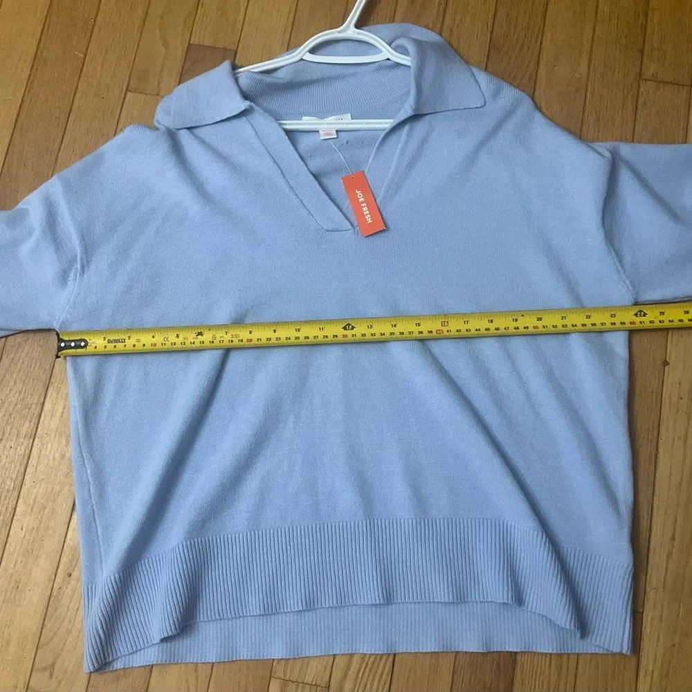 NWT Light Blue V-Neck Collared Sweater - Picture 6 of 9